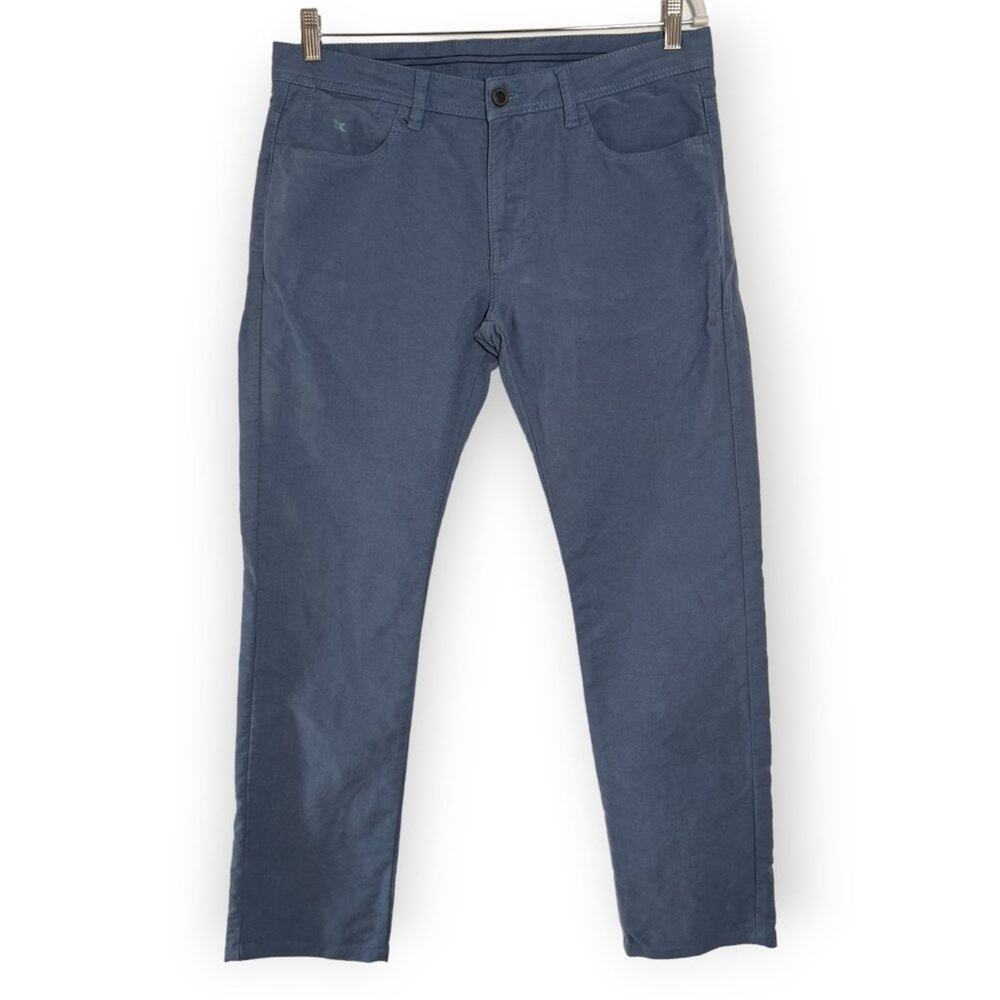 KiP Terry Velour Trousers Size 34 Blue Thick Cotton Lounge Pants Soft Texture